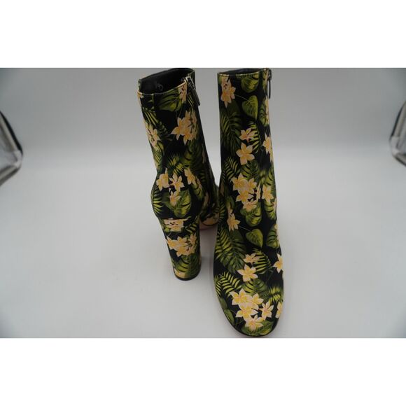 Gianvito Rossi Yellow/Green Floral Tropical Print Block Heel Ankle Boots Size 42 - Picture 8 of 11